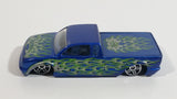 2003 Hot Wheels First Editions Steel Flame Metallic Blue Die Cast Toy Car Low Rider Truck Vehicle