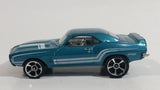 2010 Hot Wheels Muscle Mania 1969 Pontiac Firebird T/A Metalflake Aqua Blue Die Cast Toy Car Vehicle