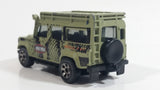 2010 Matchbox Jungle Explorers Land Rover Defender Flat Olive Green Die Cast Toy Car Vehicle