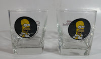 Set of 2 2010 Fox The Simpsons Home Simpson Carton Character Themed Black Themed 3 1/2" Tall Whisky Glass Cup