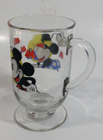 Disney Mickey Mouse and Minnie Mouse 5" Tall Clear Pedestal Glass Cup with Handle