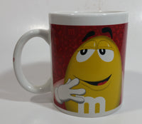 2014 M&M's Chocolate Candy Snack Red and Yellow Characters Ceramic Coffee Mug Cup Collectible