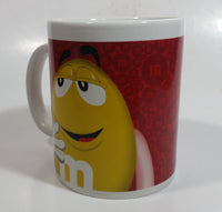 2014 M&M's Chocolate Candy Snack Red and Yellow Characters Ceramic Coffee Mug Cup Collectible