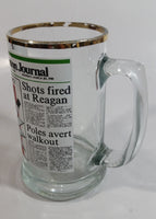Vintage Style 1981 Edmonton Journal Newspaper "Kid is King!" Wayne Gretzky NHL Ice Hockey Player Gold Rimmed Glass Beer Mug