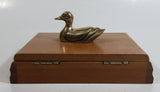 Ducks Unlimited Single Pack of Playing Cards In Wooden Box with Bronze Duck Decoy On Top