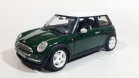 2001 Burago Mini Cooper Dark Green with White Roof 1/18 Scale Die Cast Toy Car Vehicle with Opening Doors, Hood, and Hatch Made in Italy