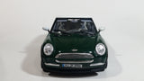 2001 Burago Mini Cooper Dark Green with White Roof 1/18 Scale Die Cast Toy Car Vehicle with Opening Doors, Hood, and Hatch Made in Italy