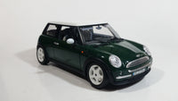 2001 Burago Mini Cooper Dark Green with White Roof 1/18 Scale Die Cast Toy Car Vehicle with Opening Doors, Hood, and Hatch Made in Italy