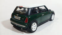 2001 Burago Mini Cooper Dark Green with White Roof 1/18 Scale Die Cast Toy Car Vehicle with Opening Doors, Hood, and Hatch Made in Italy