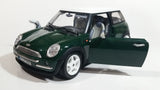 2001 Burago Mini Cooper Dark Green with White Roof 1/18 Scale Die Cast Toy Car Vehicle with Opening Doors, Hood, and Hatch Made in Italy