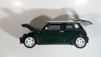 2001 Burago Mini Cooper Dark Green with White Roof 1/18 Scale Die Cast Toy Car Vehicle with Opening Doors, Hood, and Hatch Made in Italy