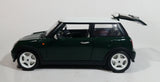 2001 Burago Mini Cooper Dark Green with White Roof 1/18 Scale Die Cast Toy Car Vehicle with Opening Doors, Hood, and Hatch Made in Italy