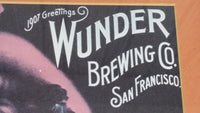 Vintage 1975 Wunder Brewing San Francisco Beer Advertising Poster Wood Framed 16 1/2" x 13 1/4"