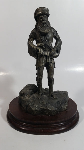 Rare Vintage 1977 LaRocca Mountain Man Pewter 9 1/2" Tall Figure Sculpture on Wood Base