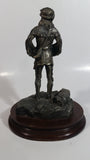 Rare Vintage 1977 LaRocca Mountain Man Pewter 9 1/2" Tall Figure Sculpture on Wood Base