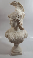 Greek Mythology Goddess Athena Aohna 14 1/2" Tall Solid Alabaster Head Bust Sculpture