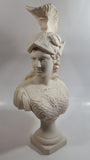 Greek Mythology Goddess Athena Aohna 14 1/2" Tall Solid Alabaster Head Bust Sculpture