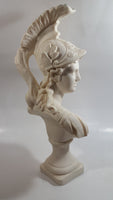 Greek Mythology Goddess Athena Aohna 14 1/2" Tall Solid Alabaster Head Bust Sculpture