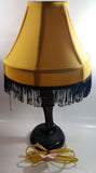 Vintage Style "A Christmas Story" Movie Film Las Vegas Burlesque Styled 20" Tall Leg Lamp with Fish Net Stocking and Yellow Shade with Black Frill