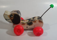 Vintage 1968 Fisher Price 693 Little Snoopy Wooden Dog Pull Toy with Metal Spring Tail