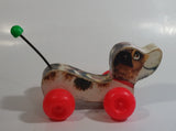 Vintage 1968 Fisher Price 693 Little Snoopy Wooden Dog Pull Toy with Metal Spring Tail