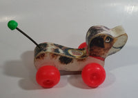 Vintage 1968 Fisher Price 693 Little Snoopy Wooden Dog Pull Toy with Metal Spring Tail