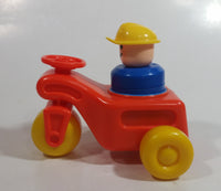 1984 Fisher Price Little People Orange Farm Tractor Toy with Construction Worker Character