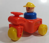 1984 Fisher Price Little People Orange Farm Tractor Toy with Construction Worker Character