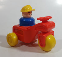 1984 Fisher Price Little People Orange Farm Tractor Toy with Construction Worker Character