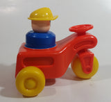 1984 Fisher Price Little People Orange Farm Tractor Toy with Construction Worker Character