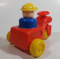 1984 Fisher Price Little People Orange Farm Tractor Toy with Construction Worker Character