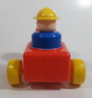 1984 Fisher Price Little People Orange Farm Tractor Toy with Construction Worker Character