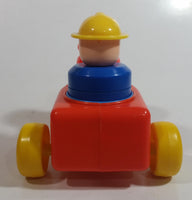 1984 Fisher Price Little People Orange Farm Tractor Toy with Construction Worker Character