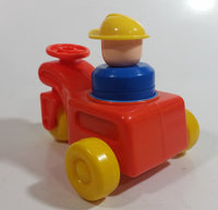 1984 Fisher Price Little People Orange Farm Tractor Toy with Construction Worker Character