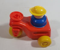 1984 Fisher Price Little People Orange Farm Tractor Toy with Construction Worker Character