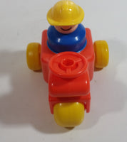 1984 Fisher Price Little People Orange Farm Tractor Toy with Construction Worker Character