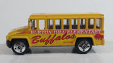 2001 Matchbox City Dudes School Bus "Burton Hill Elementary" Buffalos Yellow Die Cast Toy Car Vehicle with Opening Door