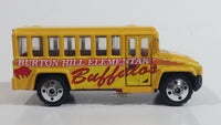 2001 Matchbox City Dudes School Bus "Burton Hill Elementary" Buffalos Yellow Die Cast Toy Car Vehicle with Opening Door