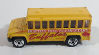 2001 Matchbox City Dudes School Bus "Burton Hill Elementary" Buffalos Yellow Die Cast Toy Car Vehicle with Opening Door