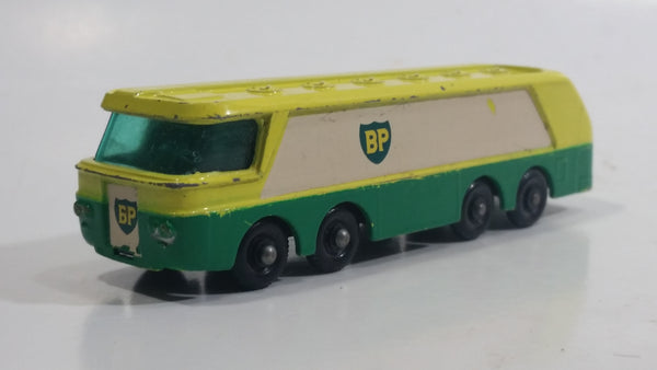 Vintage Lesney Major Pack No. 1 British Petroleum B.P. "AutoTanker" Fuel Hauler Green, Bright Yellow and White Die Cast Toy Car Vehicle Made in England