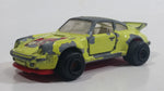 Vintage Majorette Porsche 911 Turbo No. 209 Fluorescent Yellow 1/57 Scale Die Cast Toy Car Vehicle with Opening Doors