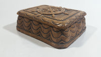 Vintage Syroco Captain Ship's Wheel Boat Brown Wood Trinket Keepsake Box Nautical Collectible