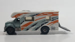 2008 Matchbox Outdoor Adventure Motor Home RV Metalflake Light Blue Silver and White MB756 Die Cast Toy Car Recreational Vehicle with Opening Rear Gate