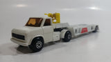 Vintage 1977 Lesney Matchbox Super Kings K-27 Ford 'A' Series "Miss Embassy" Semi Tractor Trailer Speed Boat Hauler Truck White Die Cast Toy Car Vehicle Made in England