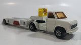 Vintage 1977 Lesney Matchbox Super Kings K-27 Ford 'A' Series "Miss Embassy" Semi Tractor Trailer Speed Boat Hauler Truck White Die Cast Toy Car Vehicle Made in England