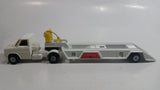 Vintage 1977 Lesney Matchbox Super Kings K-27 Ford 'A' Series "Miss Embassy" Semi Tractor Trailer Speed Boat Hauler Truck White Die Cast Toy Car Vehicle Made in England
