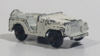 Vintage 1950s MidgeToy Midge Military Jeep White Tiny Miniature Die Cast Toy Car Vehicle