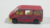 Majorette No. 243 Ford Transit Van "City Bus" Red 1/60 Scale Die Cast Toy Car Vehicle