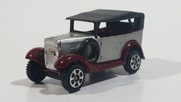 Vintage 1974 Tomica No. 60 Datsun Silver and Maroon Red with Black Roof 1/49 Scale Die Cast Toy Car Vehicle Made in Japan