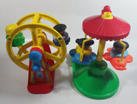 1993 Fisher Price Little People Country Fair Ferris Wheel and Airplane Amusement Rides Toys with 5 Characters